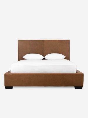 Blaine Leather Bed Codiac Taupe Standard Length