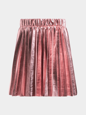 Exact Older Girl's Pink Foiled Pleated Skirt