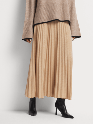 Pleated Knit Maxi Skirt