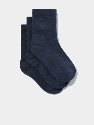 Cotton On Kids Navy 3Pk Crew Socks