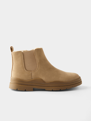 Cotton On Kids Beige Bobbi Lined Gusset boots