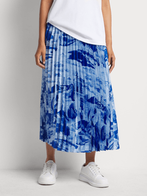 Women's Scotch & Soda Blue Pleated Printed Skirt