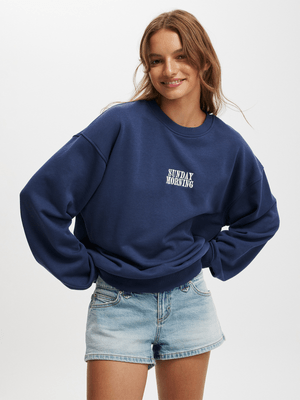 Women's Cotton On Blue Classic Graphic Crew Sweatshirt