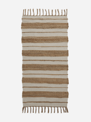 H & S Collection Brown Rug Jute Cotton 70X140Cm