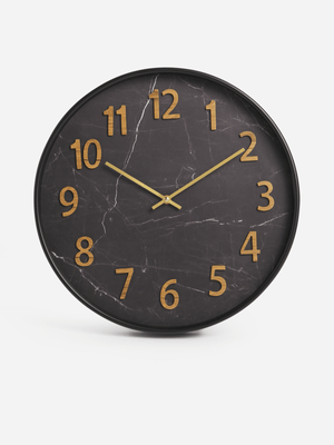 Jet Home Black Marble Wood Clock