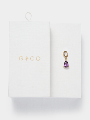 14ct Gold Plated Amethyst Cubic Zirconia February Birthstone Charm