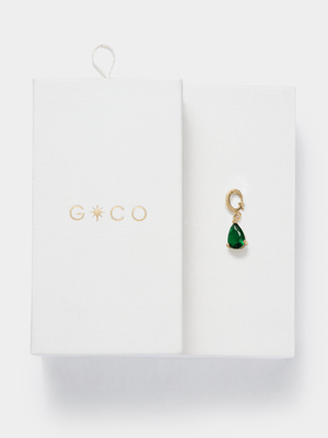 14ct Gold Plated Emerald Cubic Zirconia May Birthstone Charm
