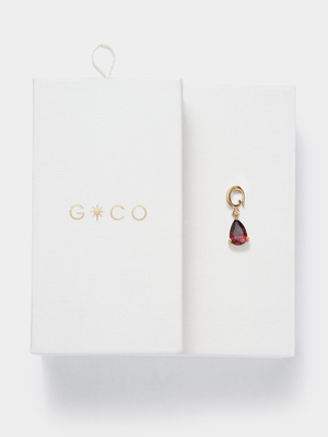 14ct Gold Plated Garnet Cubic Zirconia January Birthstone Charm
