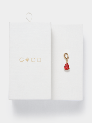 14ct Gold Plated Ruby CZ Stone Dangle Charm