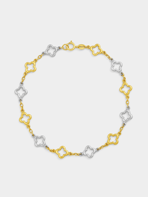Yellow & White Gold Two-Tone Clover Bracelet