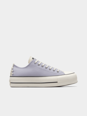 Converse Womens Chuck Taylor All Star Lift Crafted Laces Ox Lavender Platform Sneakers