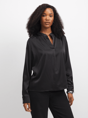 Jet Women's Black Satin Shell Blouse