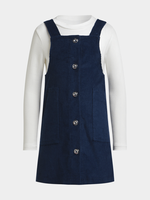 Jet Younger Girls Navy Button Dress
