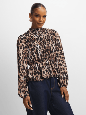 Exact Women's Brown Animal Print Blouse