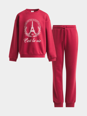 Girls Crew And Jogger Set