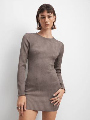 The FIX Women's Brown Openback Mini Dress