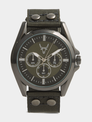 Exact Men's Fatigue Canvas Strap Watch