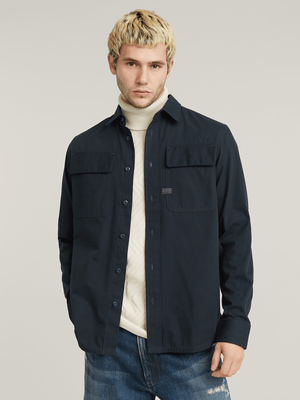 G-Star Men's Cotton Regular Fit Blue Flannel Shirt