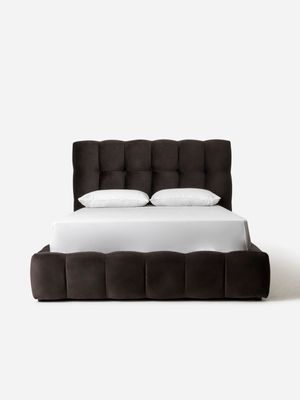 DelucaTufted Bed Anthracite Q XLength