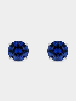 Sterling Silver Purple Cubic Zirconia Stud Earrings