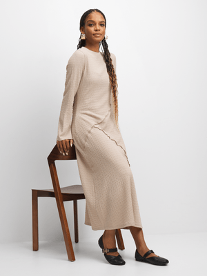 Exact Women's Natural Textured Knit Dress