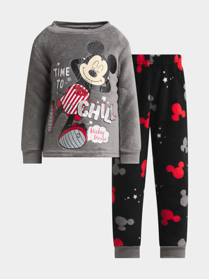 Jet Younger Boys Grey/Black Mickey Mouse Pyjama Set