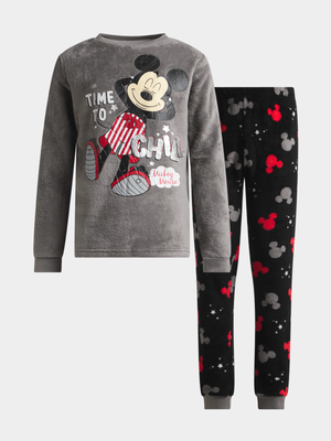 Jet Older Boys Grey/Black Mickey Mouse Pyjama Set