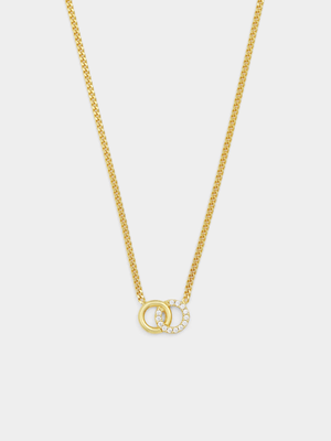 Yellow Gold Vermeil Cubic Zirconia Linked Circles Necklet