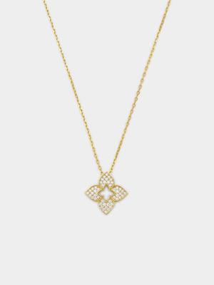 Yellow Gold Vermeil Cubic Zirconia Clover Pendant