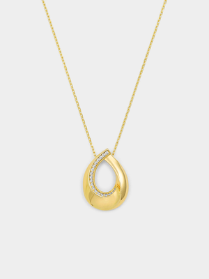 Yellow Gold Vermeil Cubic Zirconia Open Teardrop Pendant