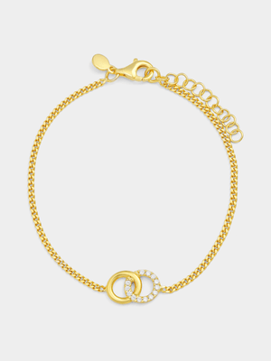 Yellow Gold Vermeil Cubic Zirconia Linked Circles Bracelet