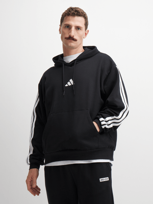 adidas Mens Essential 3-Stripes Black Hoodie
