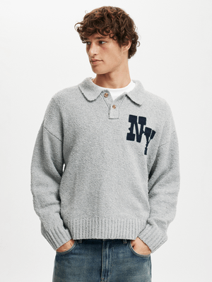 Men's Cotton On Grey Boxy Rugby Polo