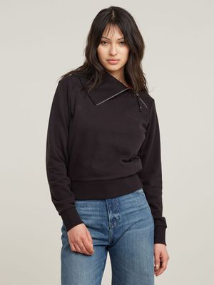 G-Star Women's Asymmetric Zip Snug Black Sweaters