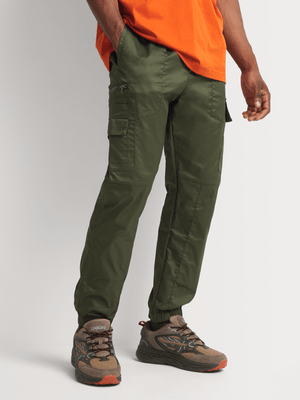 Markham Men's Technical Multi Cargo Dark Green Jogger