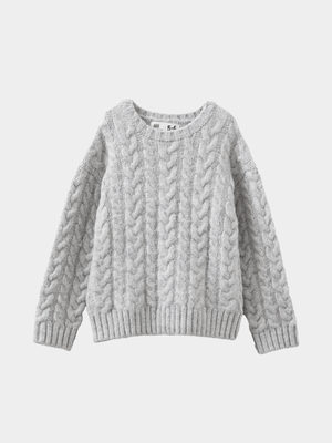 Cotton On Kids Girl Grey Lucy Cable Jumper