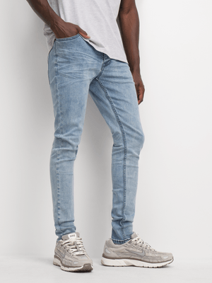 Redbat Men's Blue/Grey Super Skinny Jeans