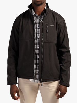 Men's Plus Jeep Black Funnel Neck Softshell Jacket